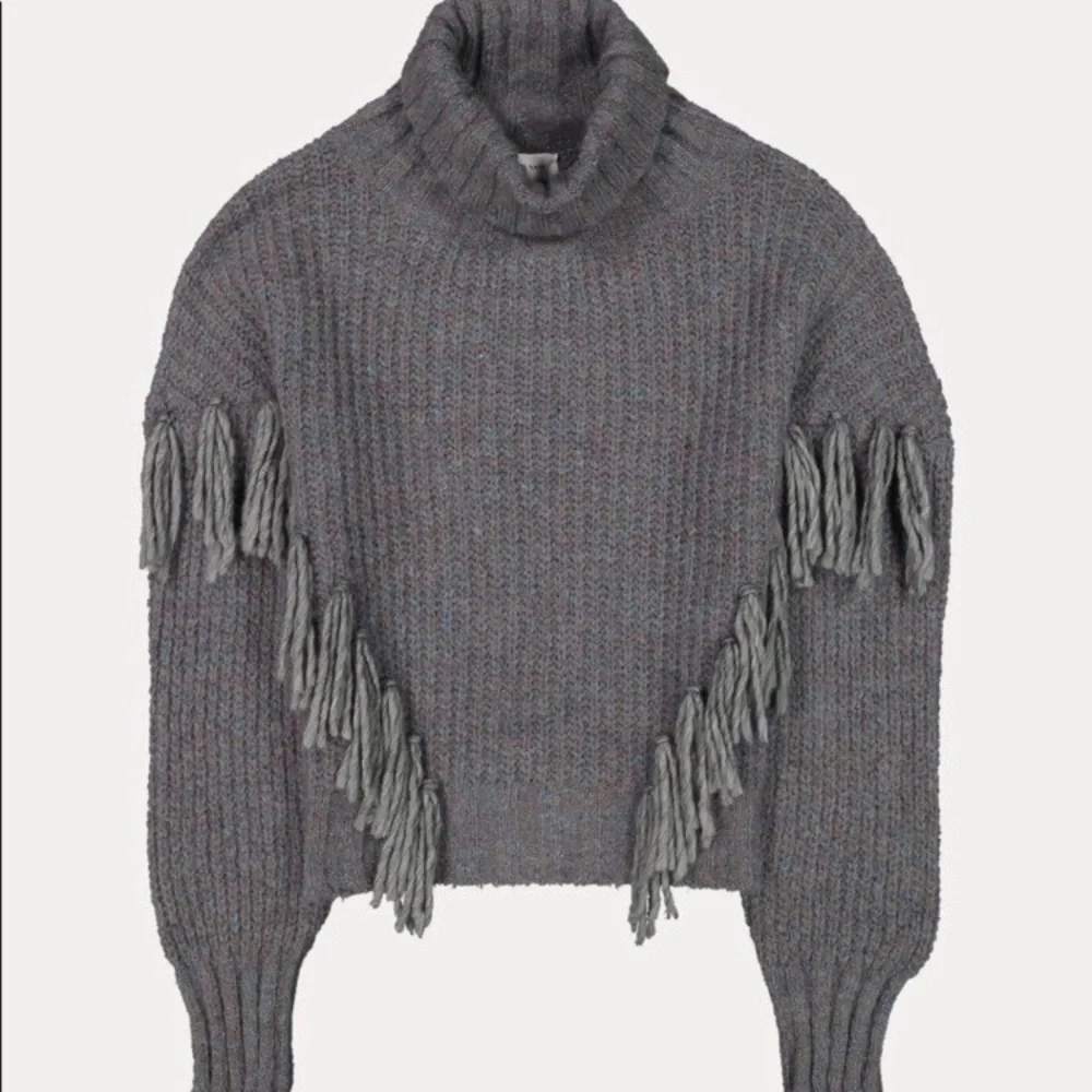 SOMETHING NAVY FRINGE TURTLENECK SWEATER - Picture 3 of 10